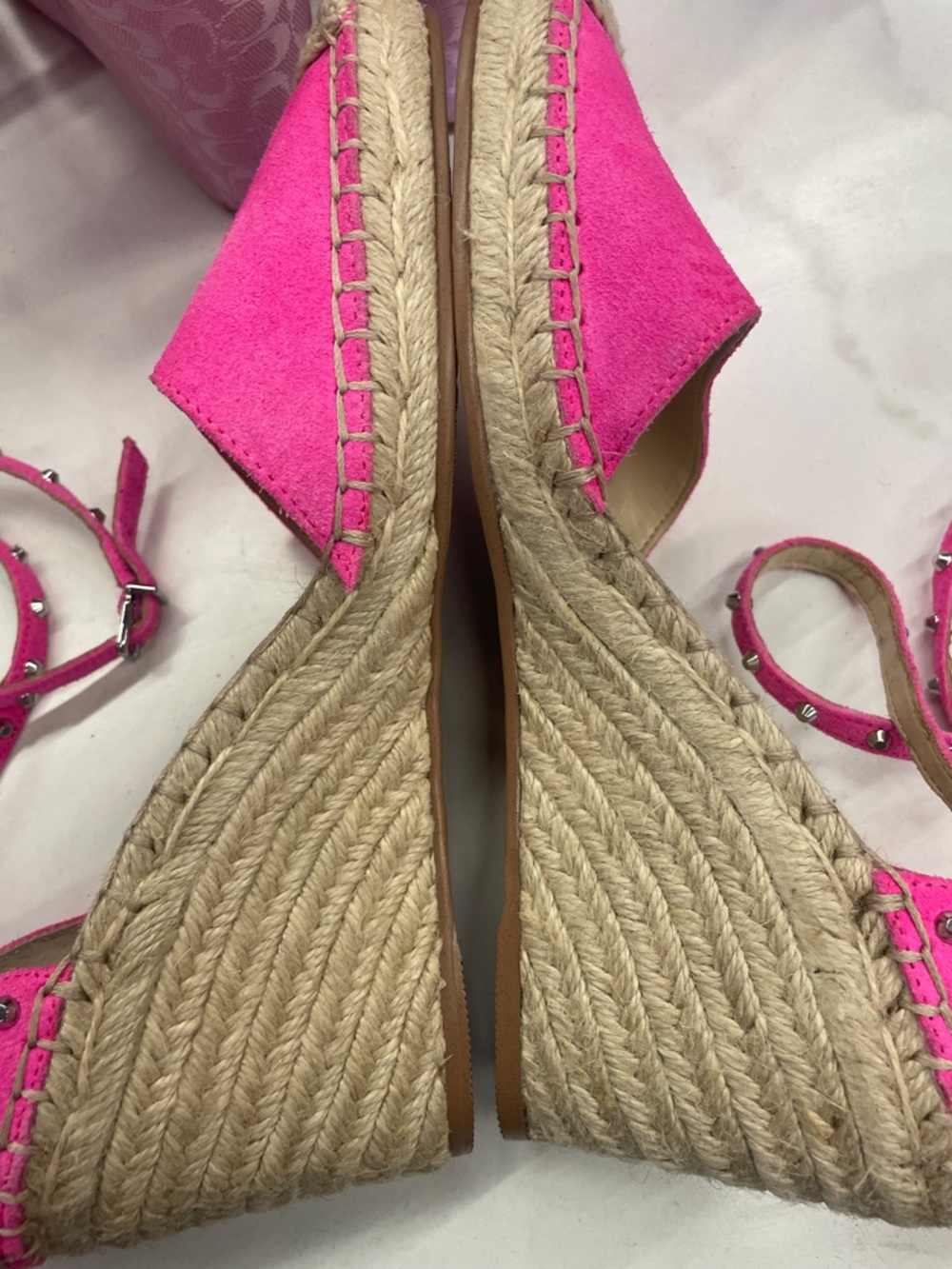 Vince Camuto Hot Pink Studded Espadrille Wedges - Picture 4 of 6